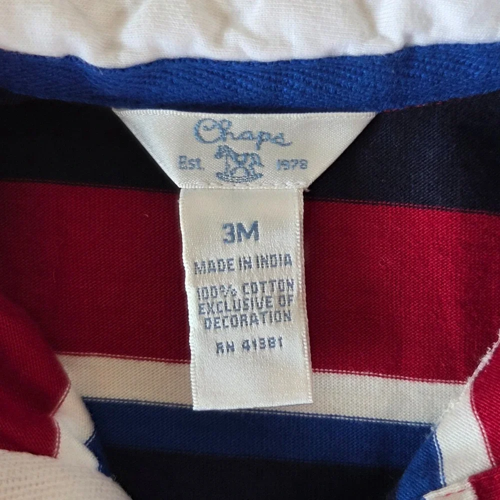 Chaps Baby Boy Polo Rugby Striped One Piece Size 3mos Preppy